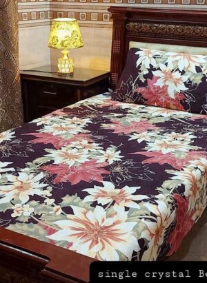 3D-Crystal Cotton Single bed Bedsheet(Floral)